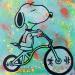 Painting Snoopy vélo  by Kikayou | Painting Pop-art Pop icons Graffiti Acrylic Gluing