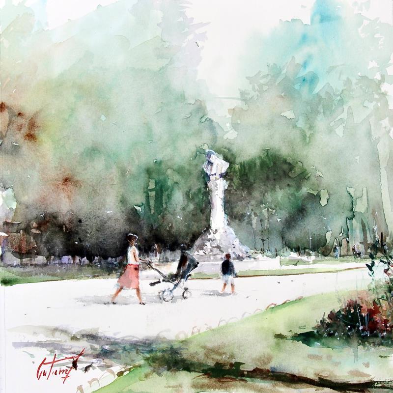 Painting Le jardin des Prébendes by Gutierrez | Painting Impressionism Urban Watercolor