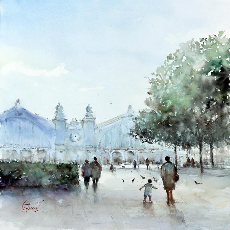 Pintura Tours - la gare por Gutierrez | Pintura Impressionism Urbano Acuarela
