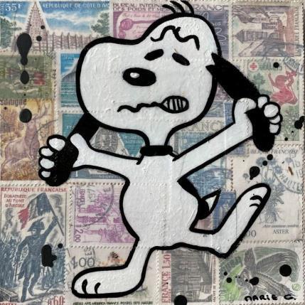 Painting F1  Snoopy énervé by Marie G.  | Painting Pop-art Acrylic, Gluing, Wood Pop icons