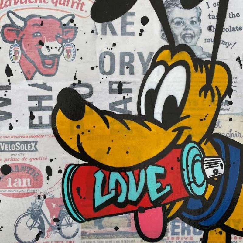 Peinture F3  Pluto street art par Marie G.  | Tableau Pop-art Icones Pop Bois Acrylique Collage