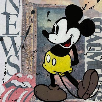 Peinture F3  Mickey news par Marie G.  | Tableau Pop-art Acrylique, Bois, Collage Icones Pop