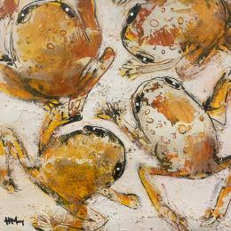 Painting French frogs by Maury Hervé | Painting Raw art Acrylic, Ink, Pigments, Sand Animals