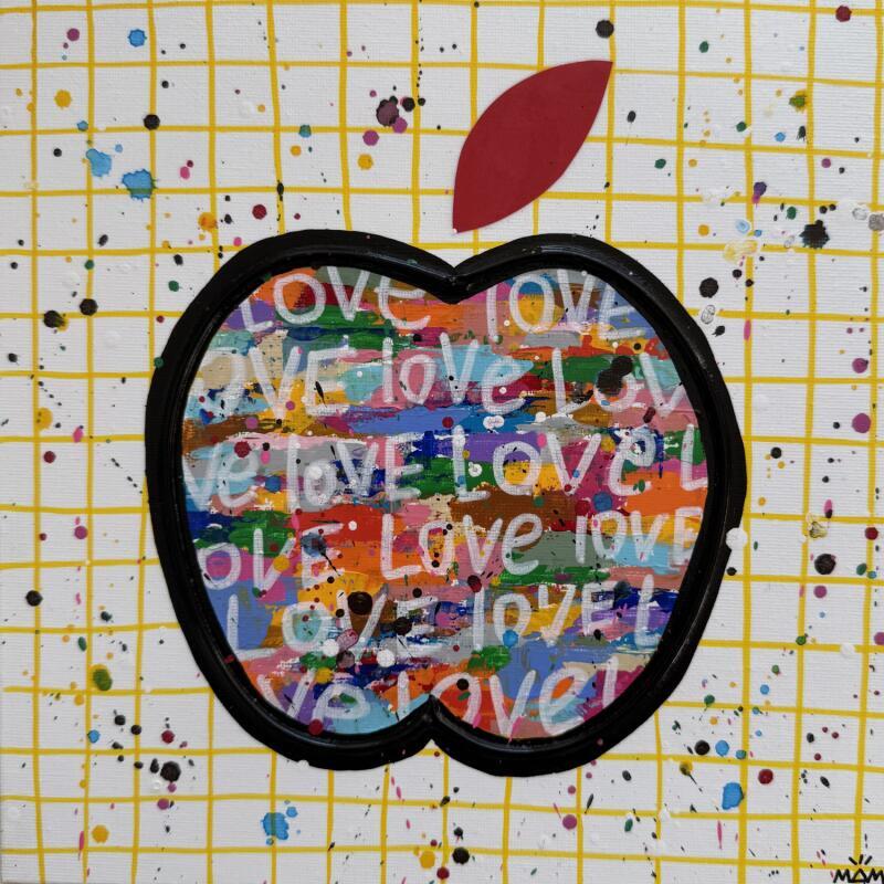 Peinture POMME D'AMOUR par Mam | Tableau Pop-art Icones Pop Natures mortes Acrylique