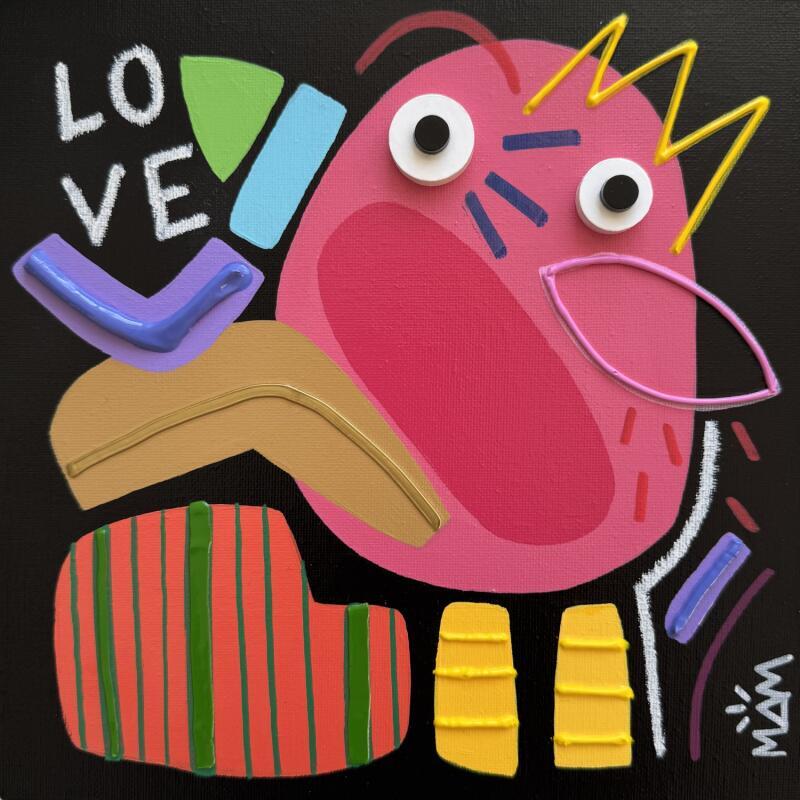 Painting PIOU by Mam | Painting Pop-art Pop icons Animals Minimalist Acrylic