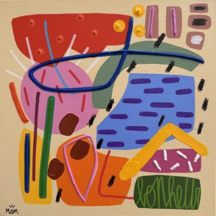 Peinture AU PAYS DU BONHEUR par Mam | Tableau Abstrait Acrylique Minimaliste