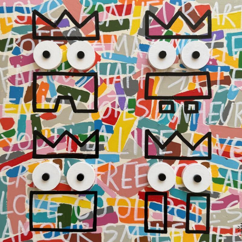 Peinture TRIBU 4 POTES par Mam | Tableau Pop-art Société Icones Pop Minimaliste Acrylique