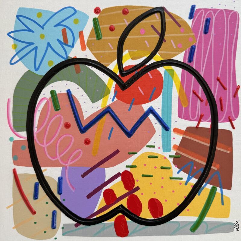 Painting POMME ENJOY by Mam | Painting Pop-art Pop icons Still-life Minimalist Acrylic
