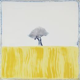 Painting Comme un jaune arborescent 430 by ChristophL | Painting Figurative Acrylic, Ink, Wood Landscapes, Minimalist, Nature, Pop icons