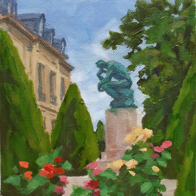 Painting square du musée Rodin by Elisabeth Bazin | Painting Figurative Architecture Acrylic