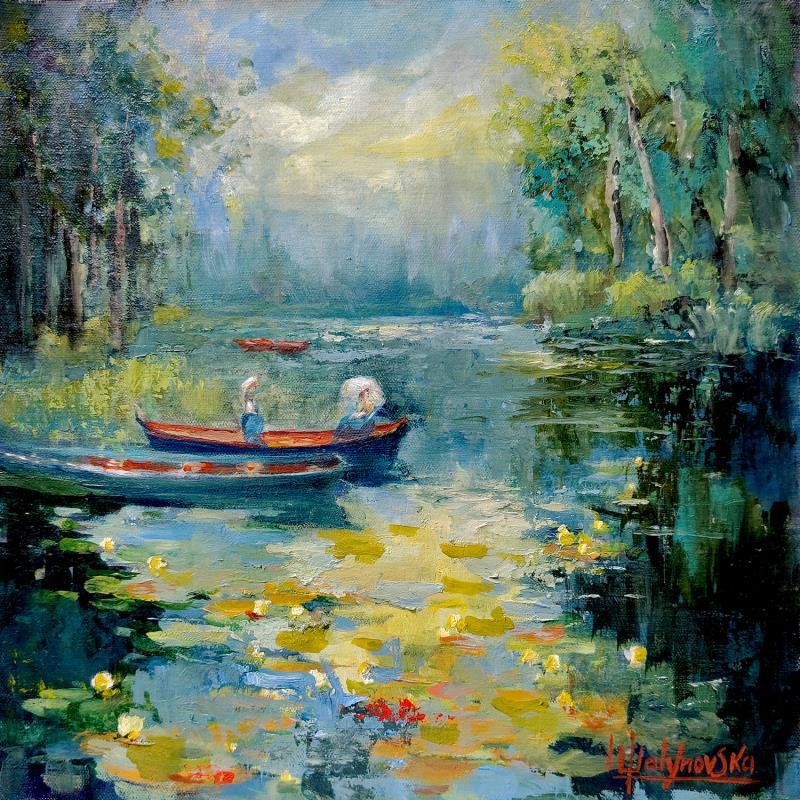 Peinture Promenade en Barque par Malynovska Iryna | Tableau Impressionnisme Paysages Nature Huile