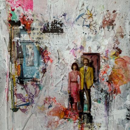 Gemälde Portrait de famille von Bergeron Marie-Josée | Gemälde Abstrakt Acryl, Collage, Öl, Papier, Pastell, Posca