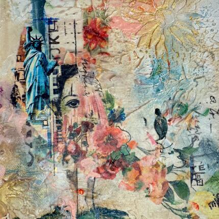 Gemälde Je voudrais voir NewYork von Bergeron Marie-Josée | Gemälde Abstrakt Acryl, Collage, Papier, Pastell, Posca