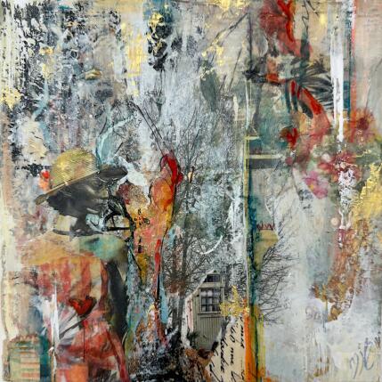 Peinture L'escapade romantique par Bergeron Marie-Josée | Tableau Abstrait Acrylique, Collage, Papier, Pastel, Posca