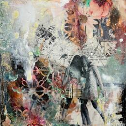 Peinture Les complices du printemps par Bergeron Marie-Josée | Tableau Abstrait Acrylique, Collage, Papier, Pastel, Posca