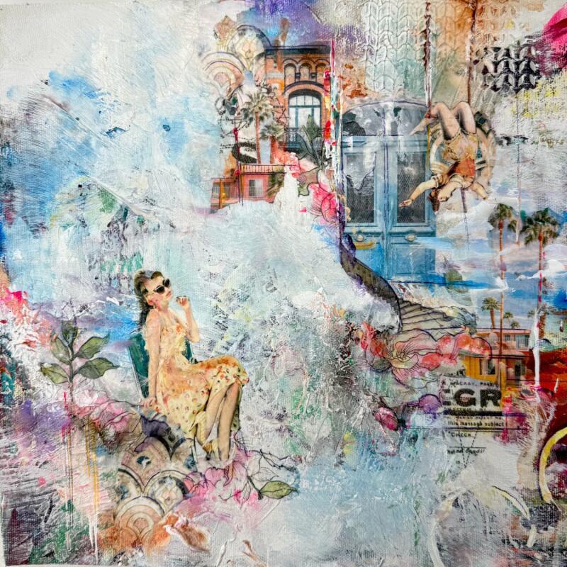 Gemälde Là où tu seras, j'y serai aussi von Bergeron Marie-Josée | Gemälde Abstrakt Acryl Collage Pastell Papier