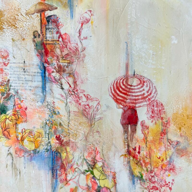 Painting La pause by Bergeron Marie-Josée | Painting Abstract Acrylic Gluing Posca Pastel Paper