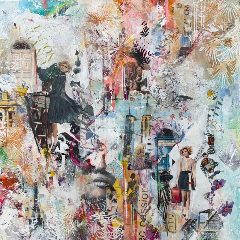 Peinture Avec passion par Bergeron Marie-Josée | Tableau Abstrait Acrylique Collage Posca Pastel Papier