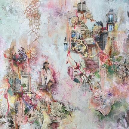 Peinture Le jardin des anges par Bergeron Marie-Josée | Tableau Abstrait Acrylique, Collage, Papier, Pastel, Posca