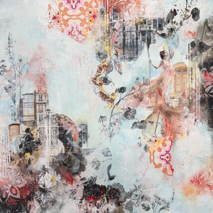 Peinture L'équilibre des fées charmantes par Bergeron Marie-Josée | Tableau Abstrait Acrylique, Collage, Papier, Pastel, Posca