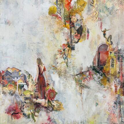 Peinture La récolte des amours par Bergeron Marie-Josée | Tableau Abstrait Acrylique, Collage, Papier, Pastel, Posca