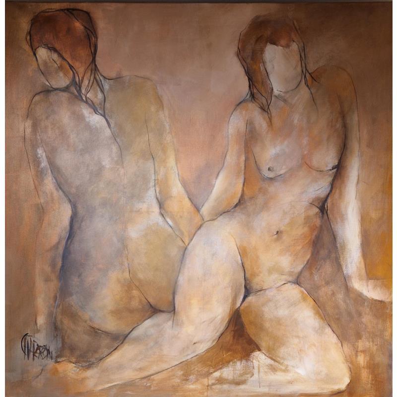 Painting Plaisirs Partgés 2 by Chaperon Martine | Painting Figurative Nude Acrylic