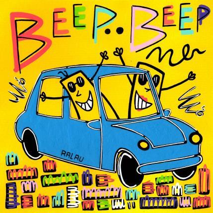 Peinture BEEP-BEEP par Ralau | Tableau Art Singulier Acrylique, Posca Scènes de vie