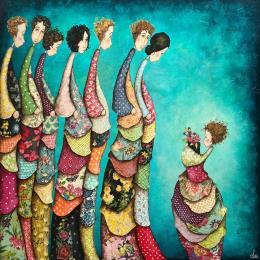 Peinture Aimée  par Blais Delphine | Tableau Figuratif Acrylique, Collage Scènes de vie