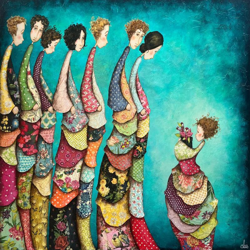 Painting Aimée  by Blais Delphine | Painting Figurative Life style Acrylic Gluing