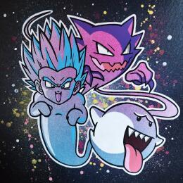 Painting Les fantômes de l'enfance by Rocky Chaplin | Painting Pop-art Acrylic Pop icons