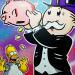 Peinture Money Pig par Rocky Chaplin | Tableau Pop-art Icones Pop Acrylique
