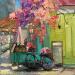 Peinture Rue du Café  par Xanlar | Tableau Impressionnisme Paysages Urbain Architecture Huile