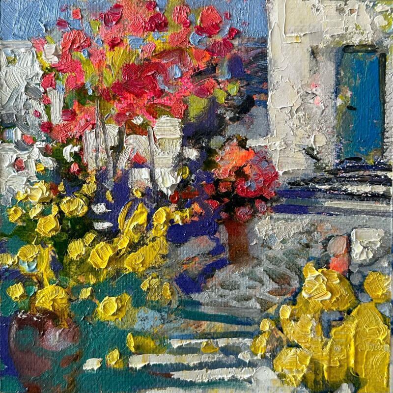 Peinture Sunny Stairs  par Xanlar | Tableau Impressionnisme Nature Huile