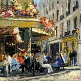 Peinture Parisian Whispers & Espresso par Xanlar | Tableau Impressionnisme Huile Natures mortes, Société, Urbain
