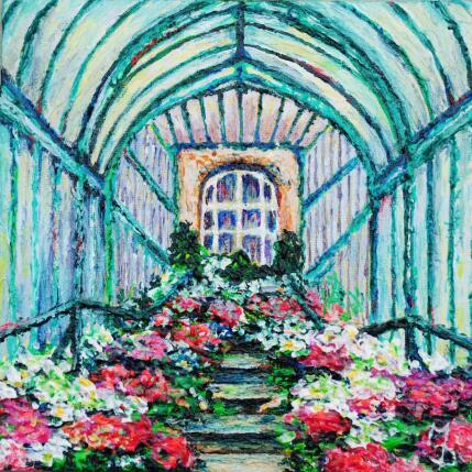 Peinture L'escalier fleuri des serres de Laeken par Mélanie Dubois | Tableau