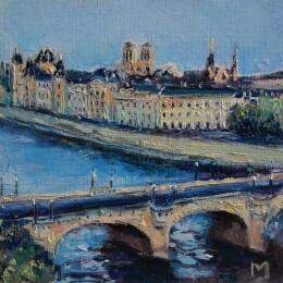 Peinture Pont de Change par Manière Anisa  | Tableau Figuratif Huile Urbain