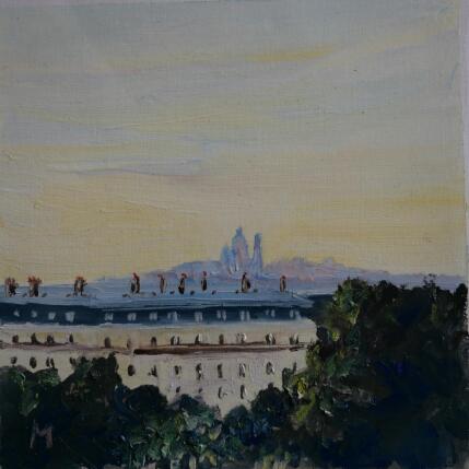 Peinture Lueur sur Montmartre par Manière Anisa  | Tableau Figuratif Huile Urbain