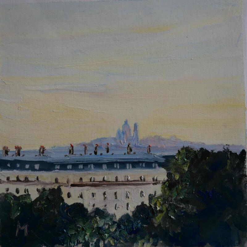 Painting Lueur sur Montmartre by Manière Anisa  | Painting Figurative Urban Oil