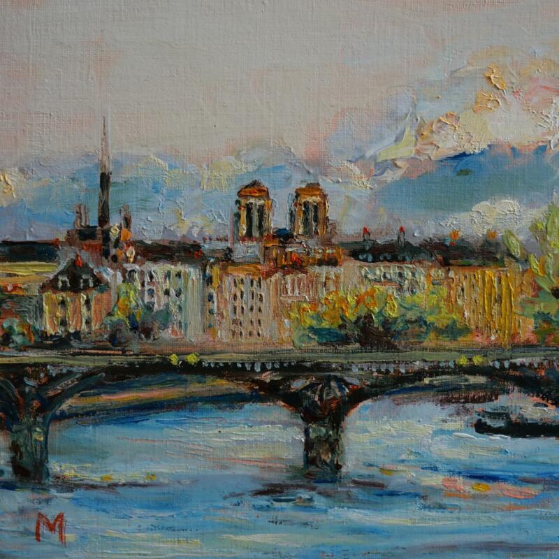 Gemälde Pont des Arts von Manière Anisa  | Gemälde Figurativ Architektur Öl