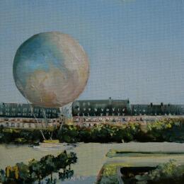 Peinture La vasque olympique par Manière Anisa  | Tableau Figuratif Huile Architecture