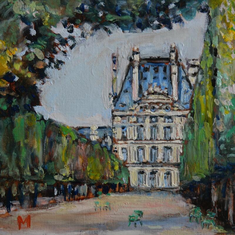 Peinture Jardin des Tuileries par Manière Anisa  | Tableau Figuratif Architecture Huile