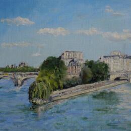 Pintura Ile de la Cité por Manière Anisa  | Pintura Figurativo Aceite Arquitectura