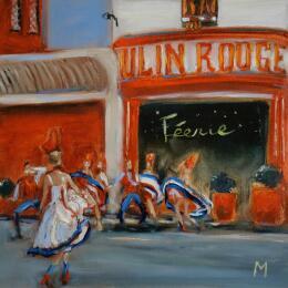 Peinture Moulin Rouge par Manière Anisa  | Tableau Figuratif Huile Scènes de vie