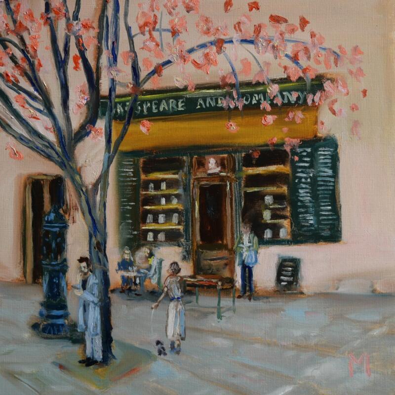 Painting Shakespeare and Co by Manière Anisa  | Painting Figurative Life style Oil