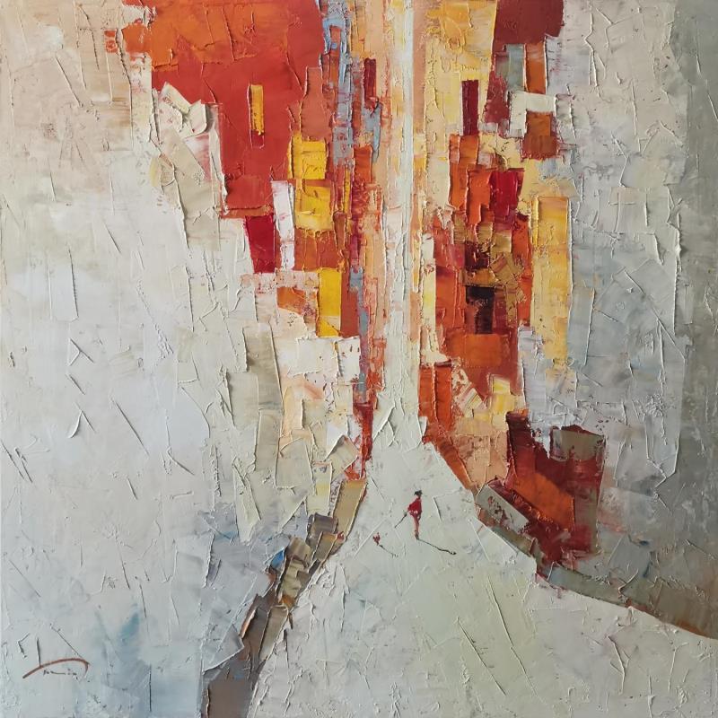 Peinture Mon chat rouge par Tomàs | Tableau Abstrait Société Urbain Scènes de vie Huile