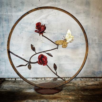 Sculpture Le papillon aux roses par Eres Nicolas | Sculpture Figuratif Métal Animaux