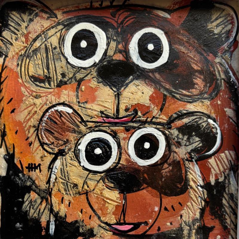 Painting Me and Mom by Maury Hervé | Painting Raw art Animals Acrylic Ink Sand