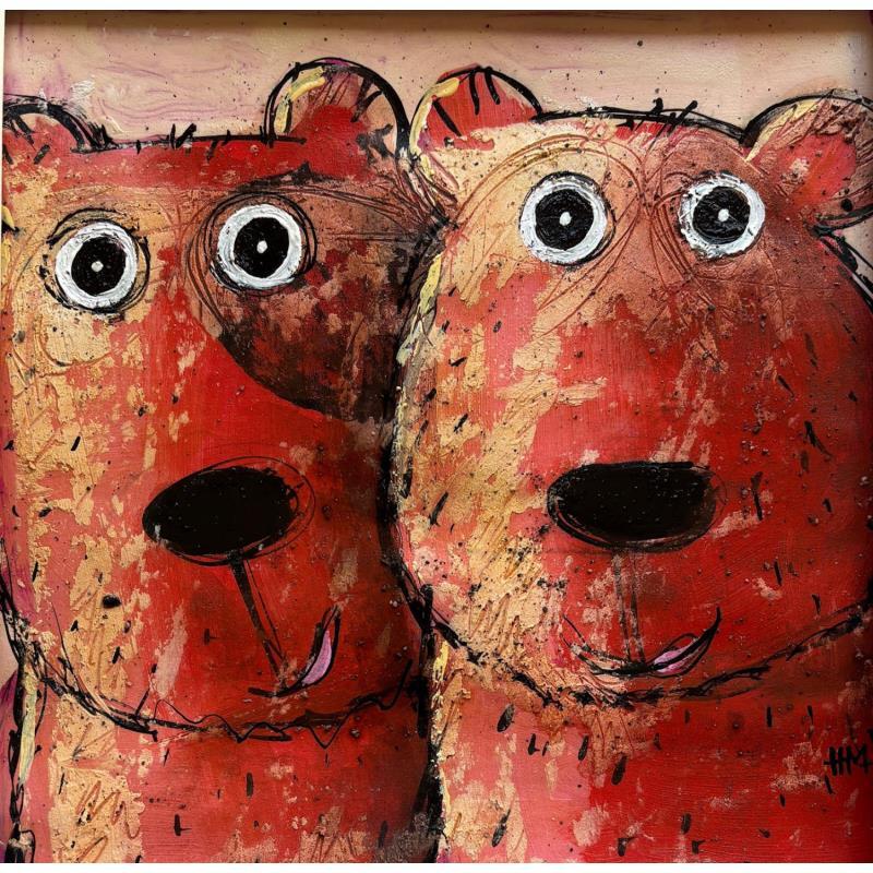 Painting Bears by Maury Hervé | Painting Raw art Animals Acrylic Ink Sand