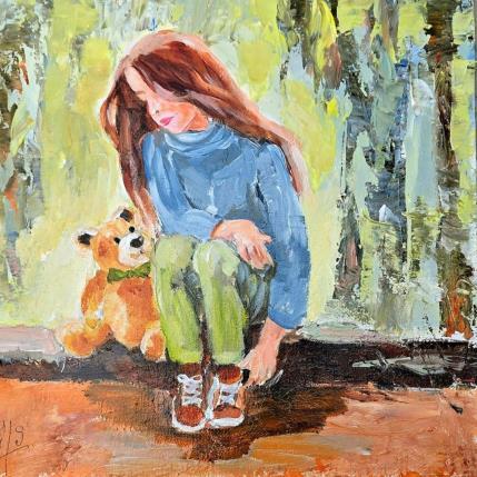Painting Rêveuse by Soizeau Françoise | Painting Naive art Acrylic Child, Life style, Nature