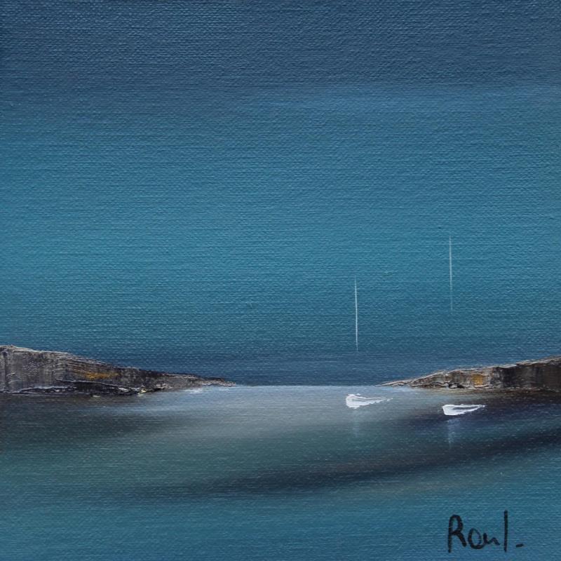 Painting Impression marine 73 by Roussel Marie-Ange et Fanny | Painting Figurative Marine Minimalist Oil